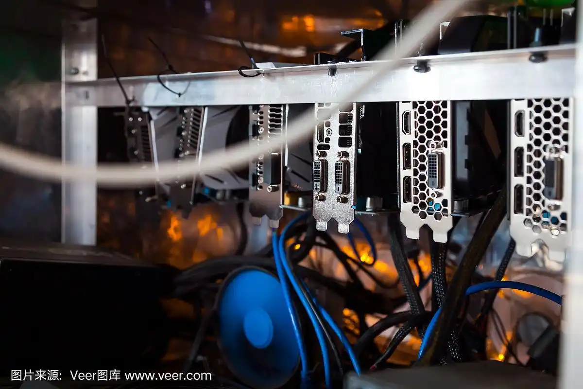 A mining farm equipped with liquid-cooled ASIC rigs working in unison for maximized hash rates