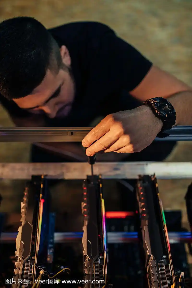 A modern mining farm showcasing rows of mining rigs
