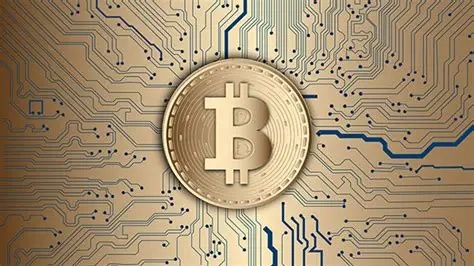 Illustrating the robust network of Bitcoin mining, with graphics of blockchain blocks and transaction validations